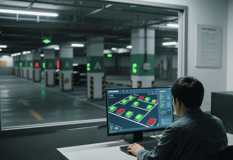 Application Solution for Ultrasonic Parking Space Sensing Light Technology in Smart Underground Parking Lots